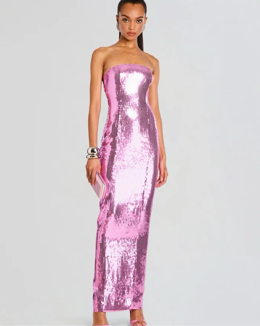 Retrofete Ember pink sequin Gown  - Image 1