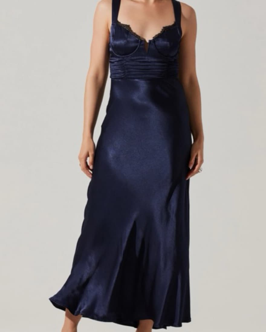 Navy ASTR Strap Evening Dress - Image 2