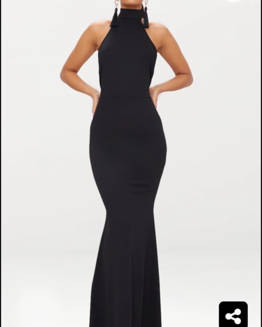 Black Cross Back High Neck Dress - Image 2