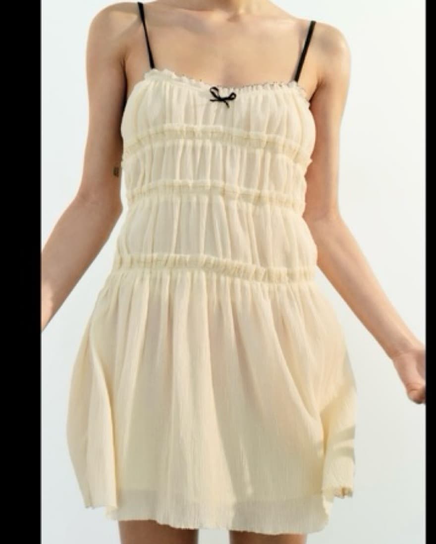 Zara Little Bow Textured Mini Dress - Image 2