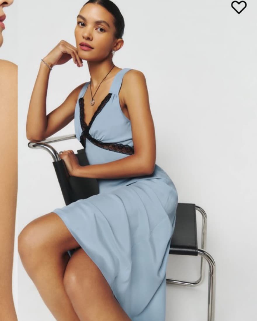 Reformation Provance Silk Dress Blue - Image 5