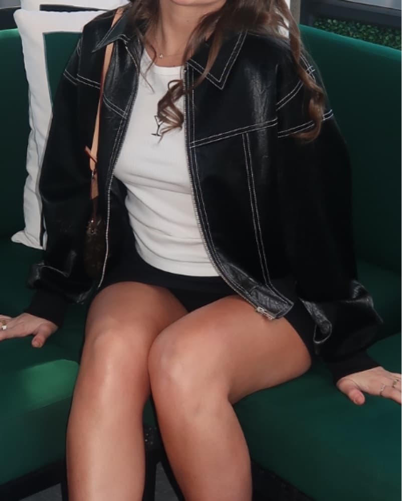 Silk/Leather Cropped Jacket - Image 2