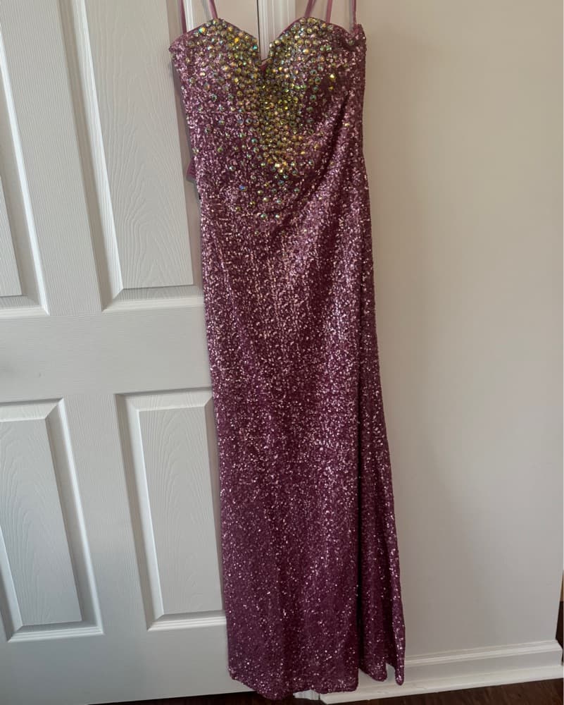 Sparkling Sequin Pink Strapless Gown  - Image 4