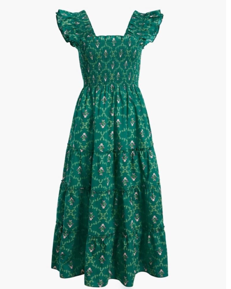 HillHouse Ellie NapDress Emerald Trellis - Image 1