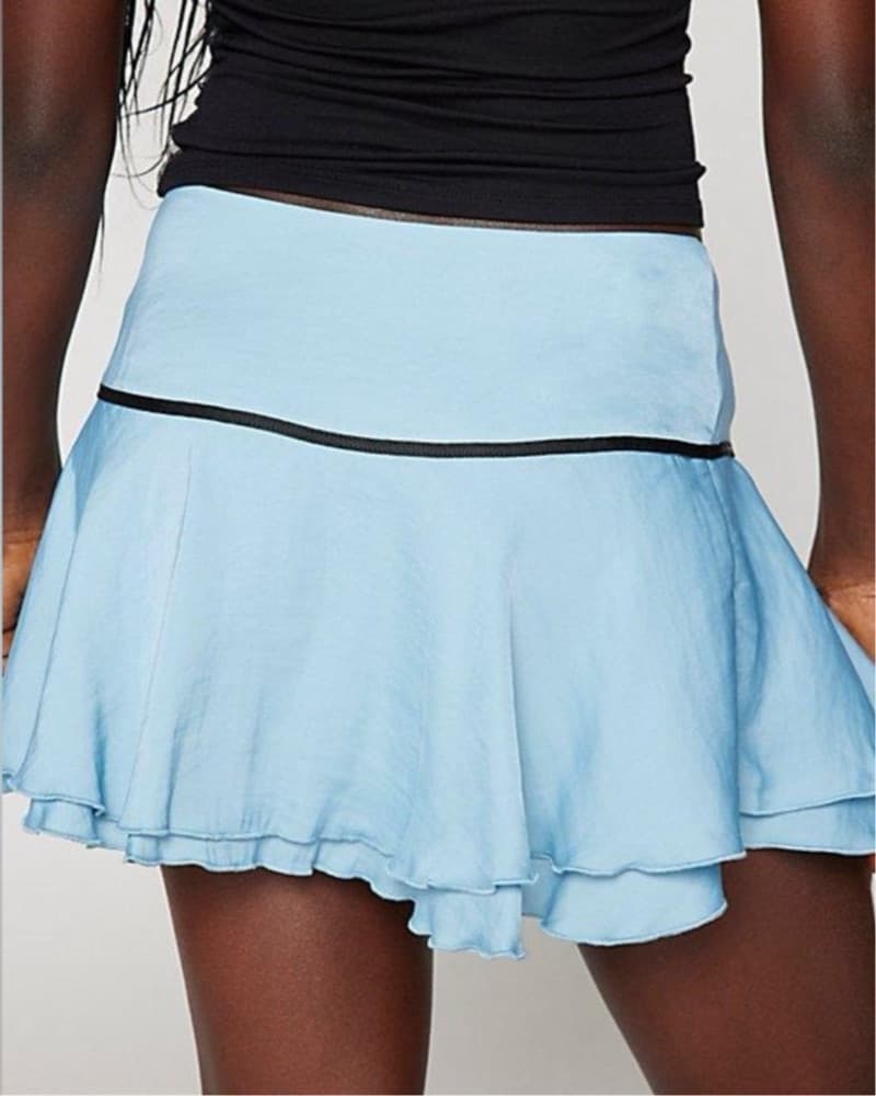 Blue Ruffle Skirt with dainty bow - Image 3