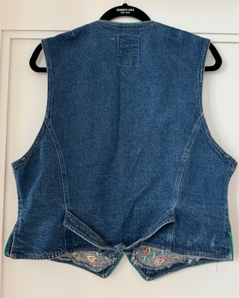 Vintage Western Patterened Denim Vest - Image 3