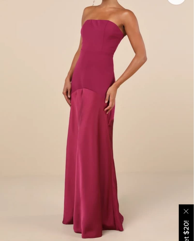 Plum Purple Strapless A-Line Maxi Dress - Image 2