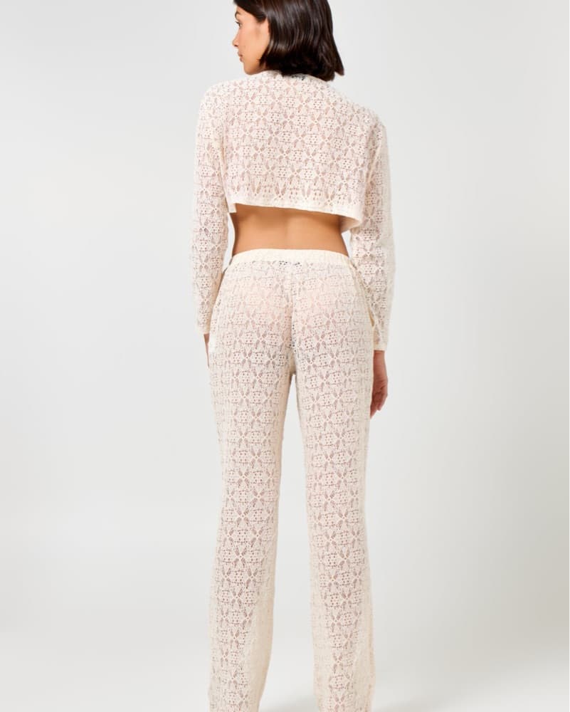 Elegant Lace Crop Top & Pants Set - Image 2