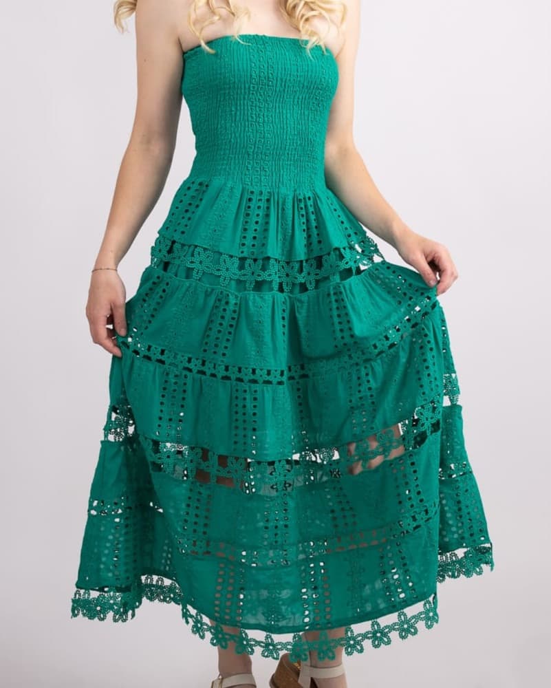 Strut & Bolt Green Eyelet Dress - Image 4