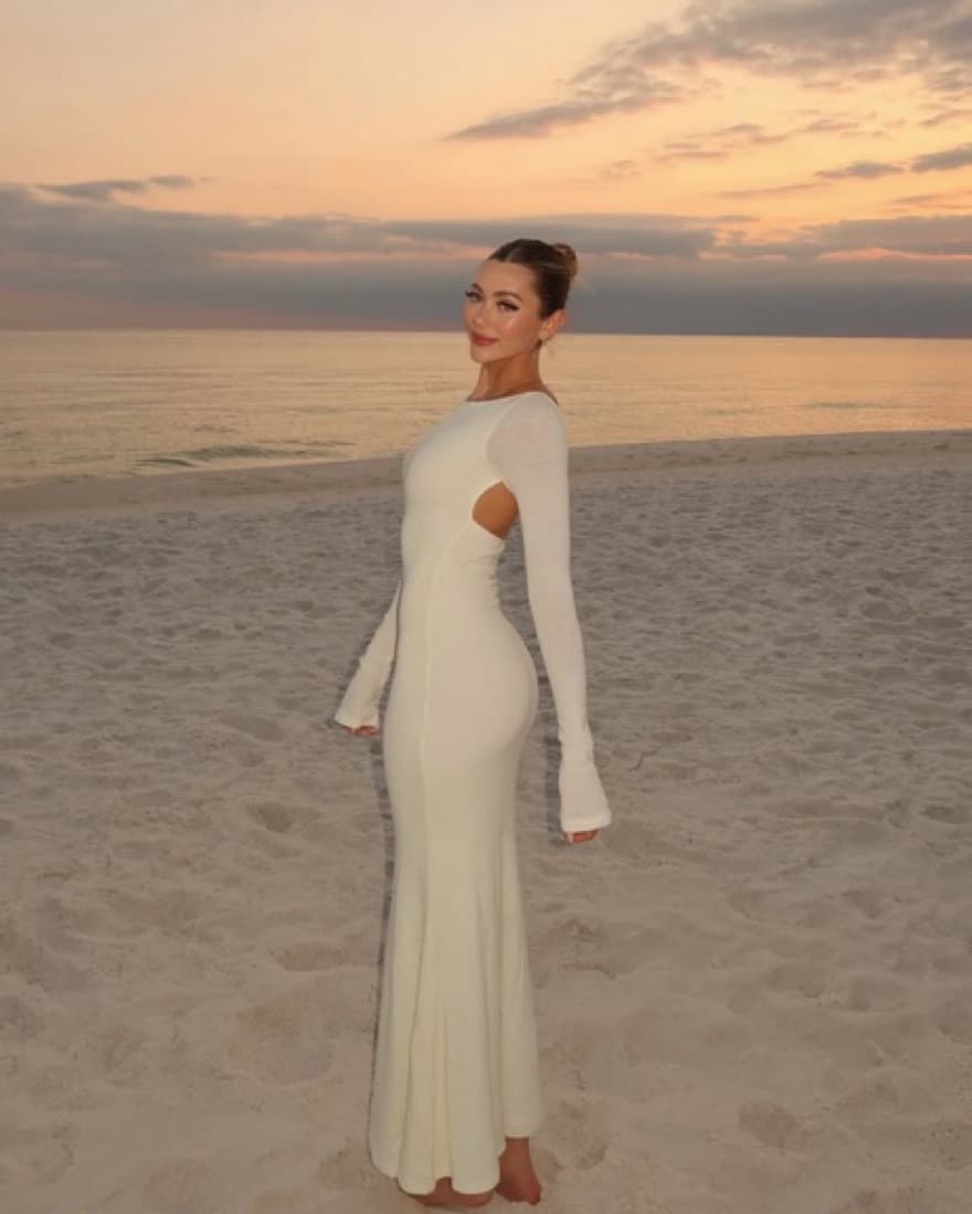 White Princess Polly Long Sleeve Dress  - Image 5