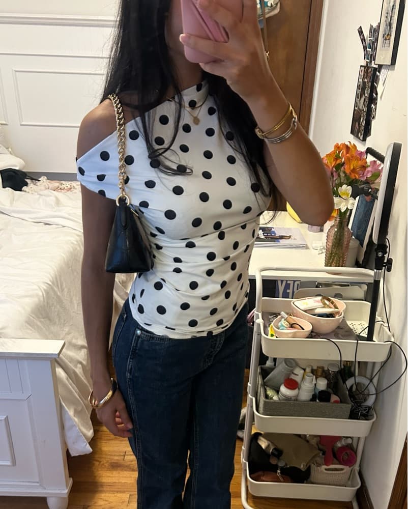 Polka Dot Off Shoulder Top - Image 2