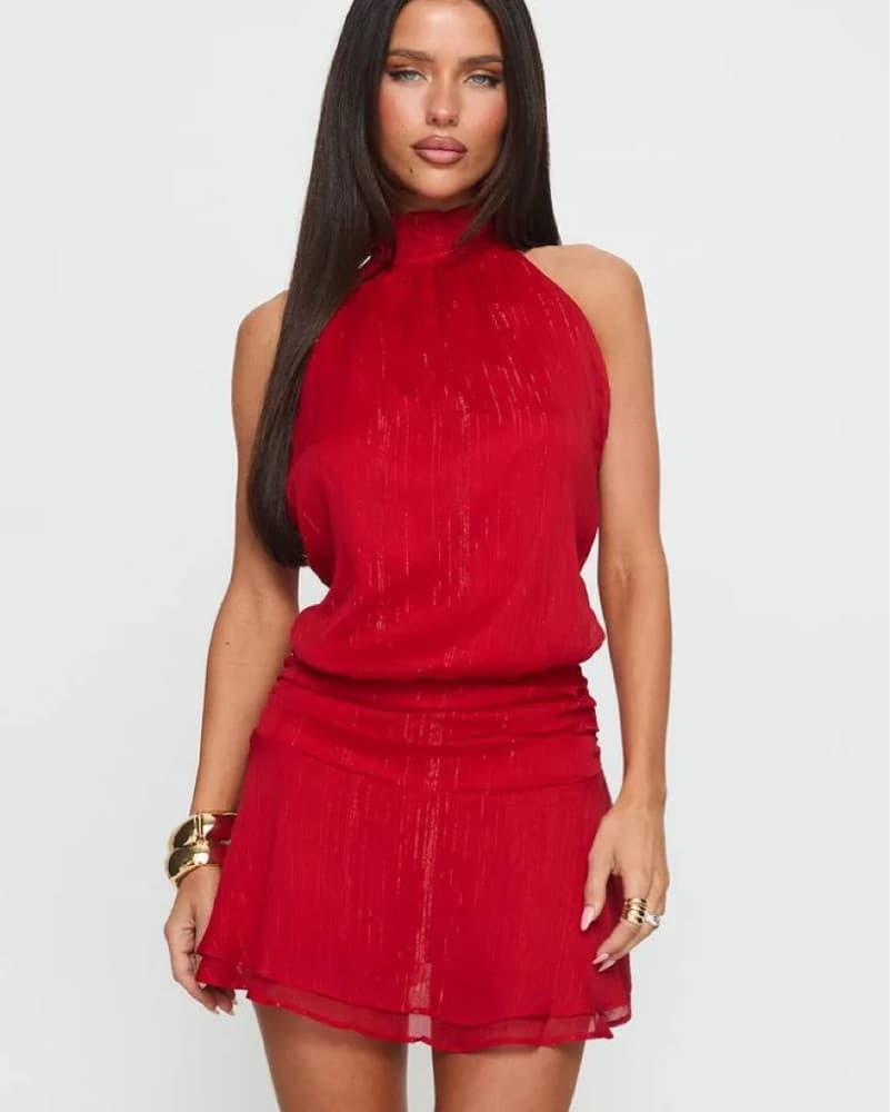 Maelis Backless Playsuit - Red - Image 2