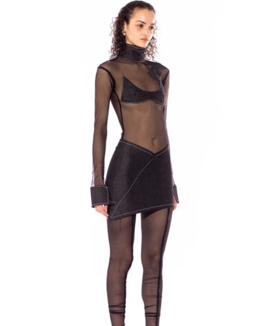 The Bodysuit in Black Raw Denim - Image 3