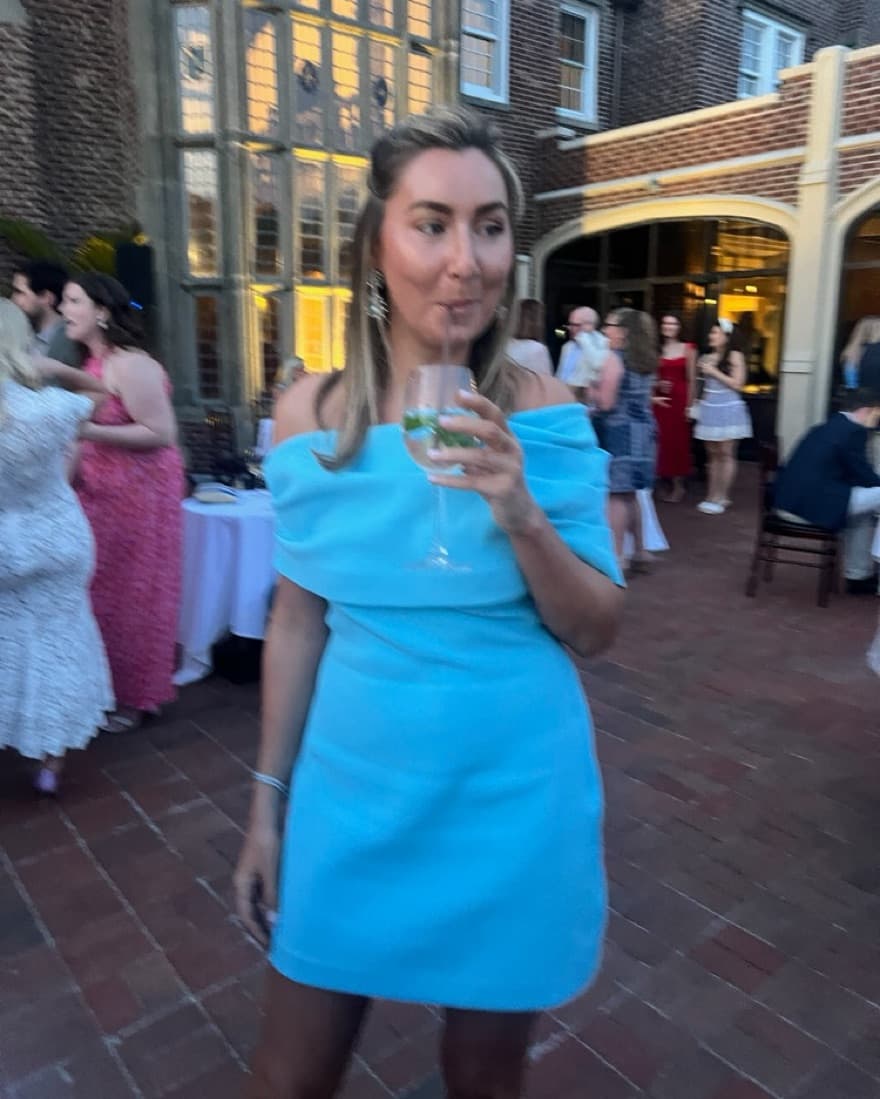 Icy Blue Off The Shoulder Mini Dress - Image 2