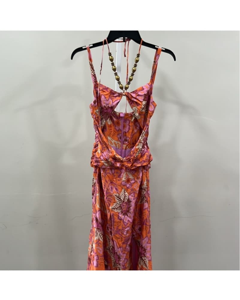 Alexis S Nisa Midi Dress - Orange / Pink - Image 6