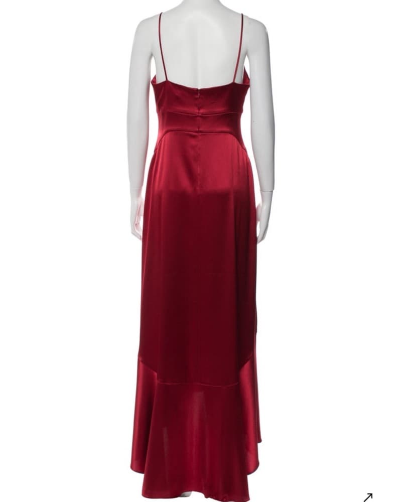 Red Satin Formal Dress - Image 5