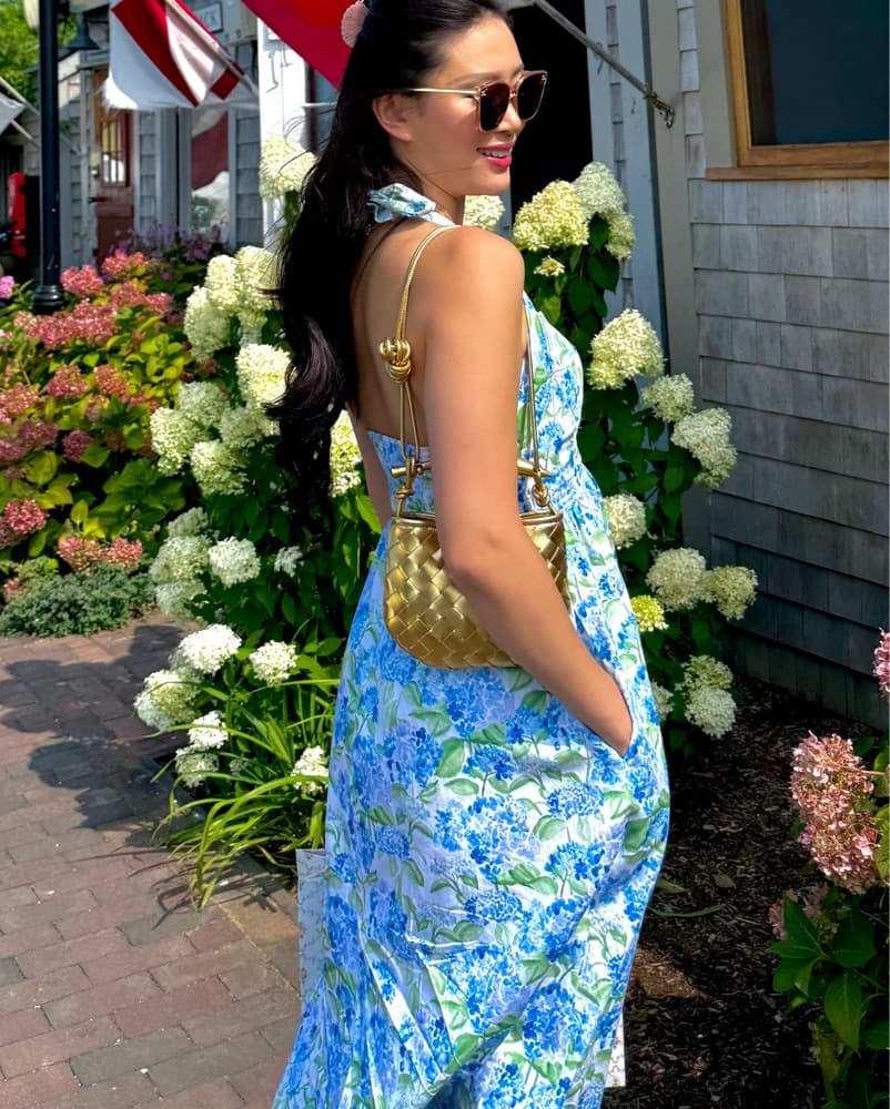 blue peony print maxi dress - Image 2