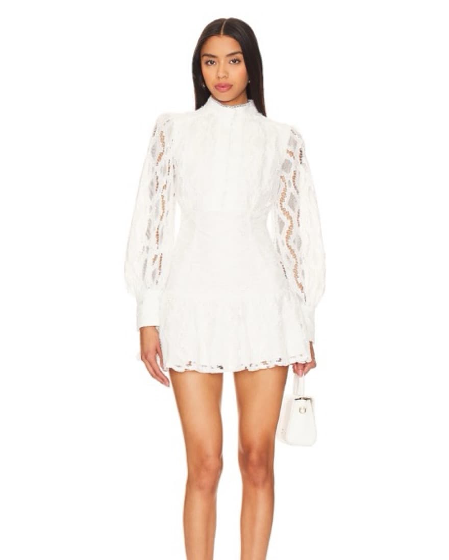 Bardot White Lace Long Sleeve Dress - Image 1