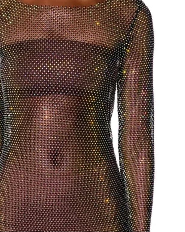 Embellished Mesh Mini Dress - Image 3