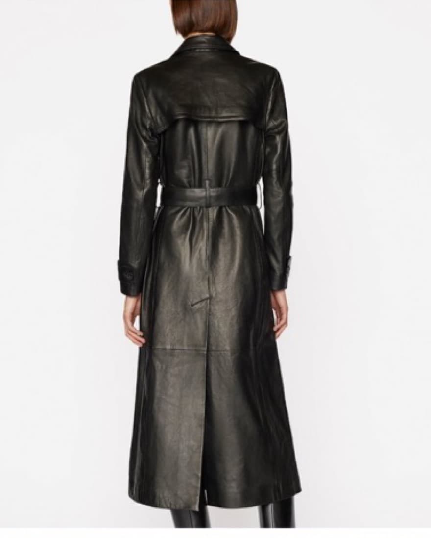 Frame Black Leather Trench Coat - Image 5