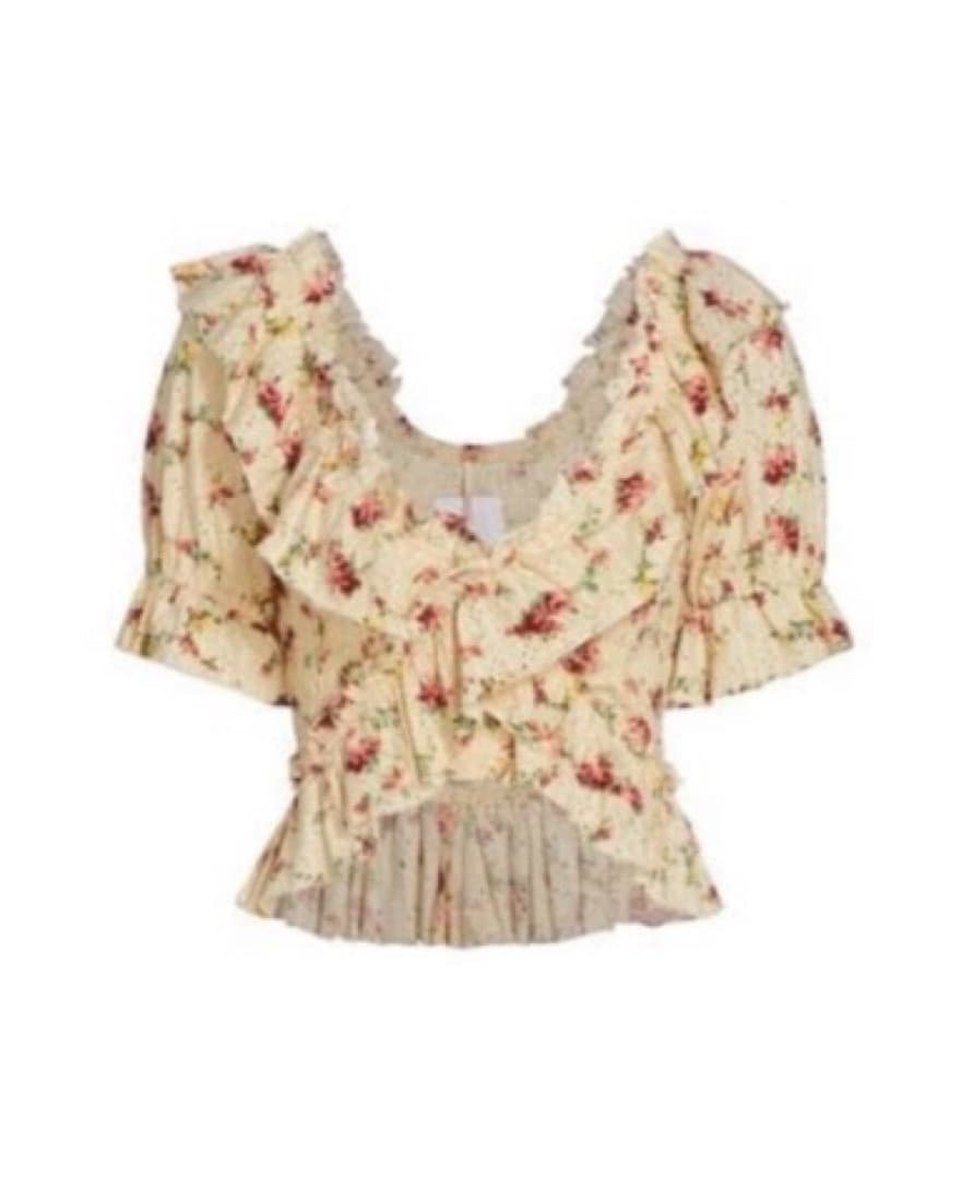 Free People Ruffle Floral Cotton Top - Image 1