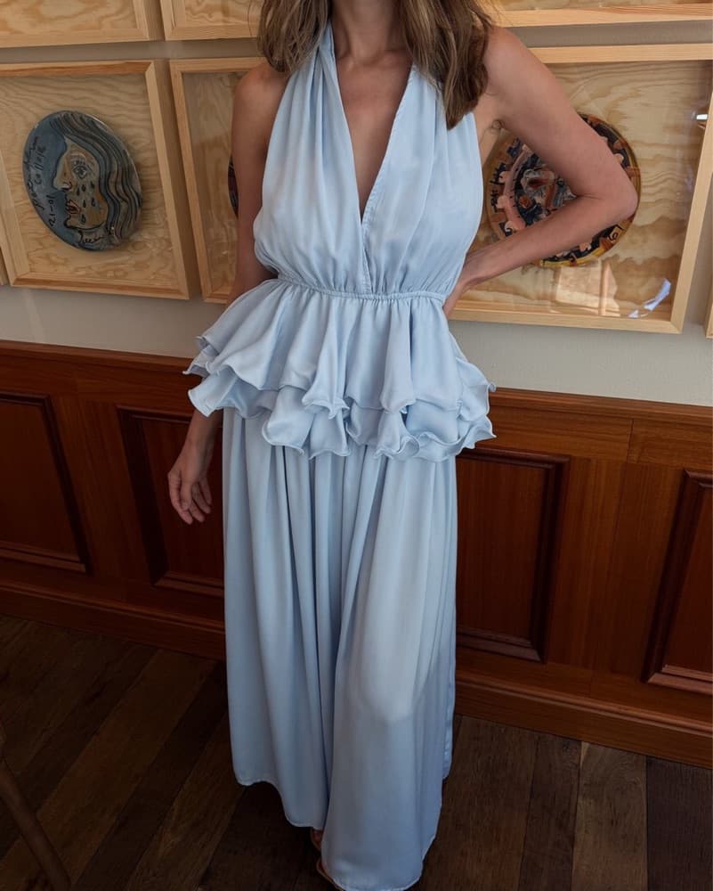 NA-KD Baby Blue Ruffle Top Skirt Set - Image 2