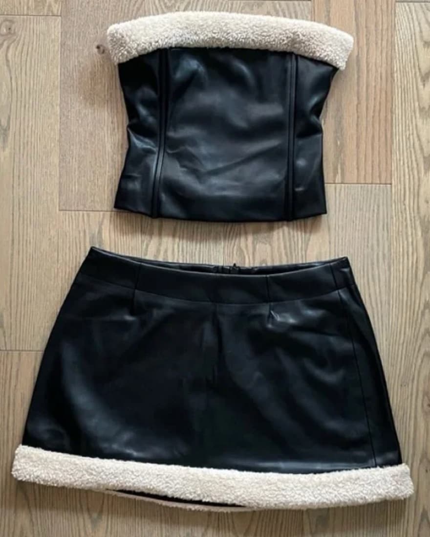 Chic Faux Leather and Faux Fur Mini Dress - Image 3