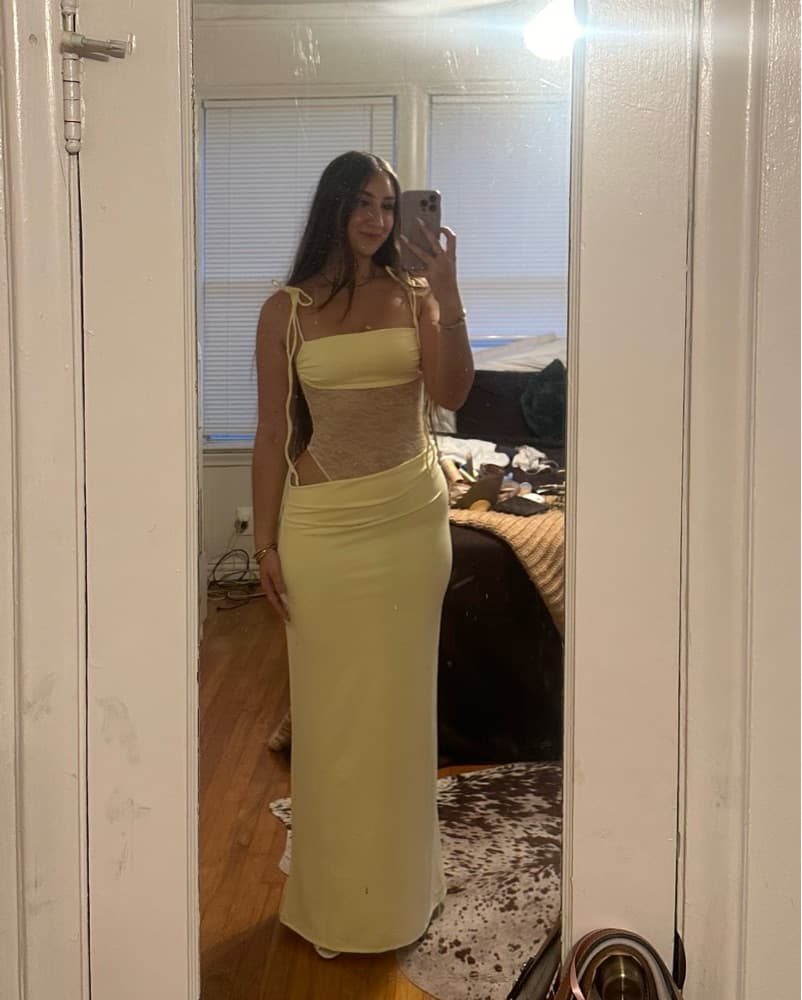 White Fox Compliment Me Maxi Dress Lemon - Image 2