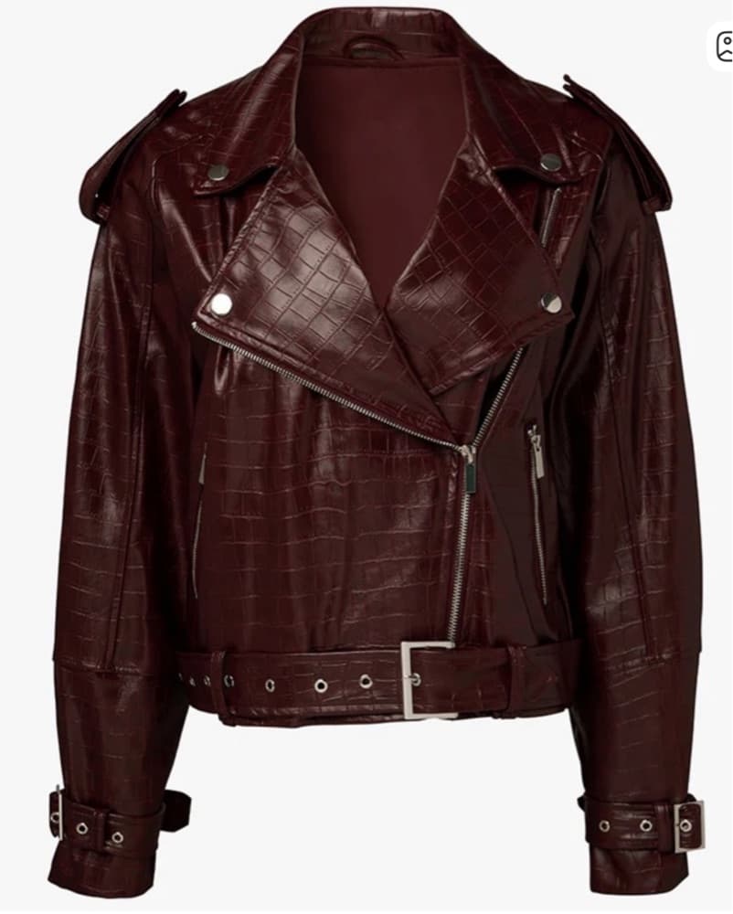 WeWoreWhat Cropped Croc Leather Moto - Image 5
