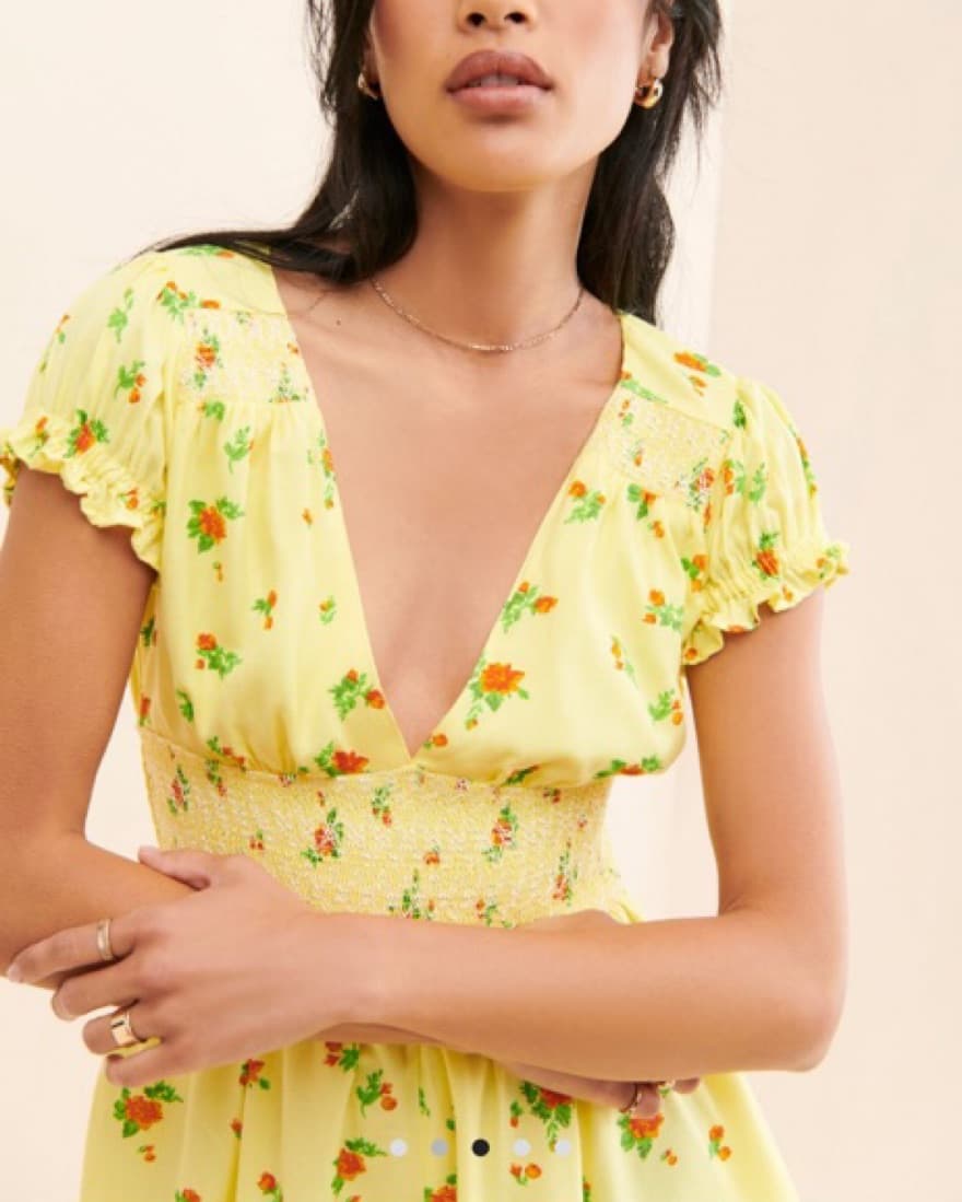 UO Laney Floral Smocked Romper  - Image 4