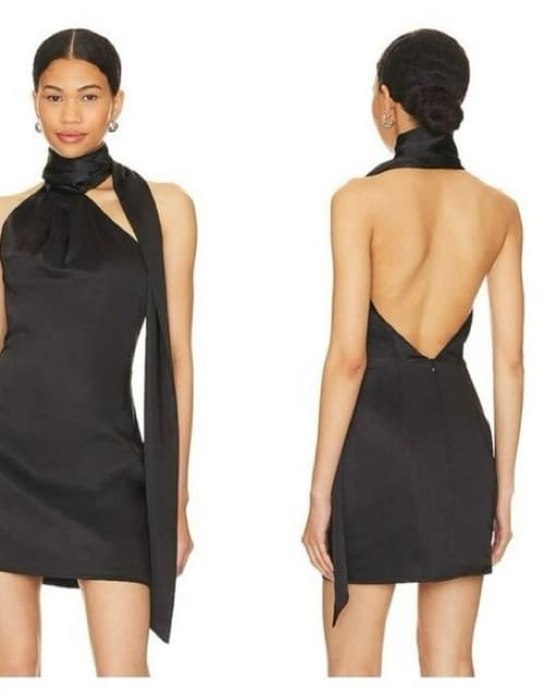 Black Wrap Neck Dress  - Image 2