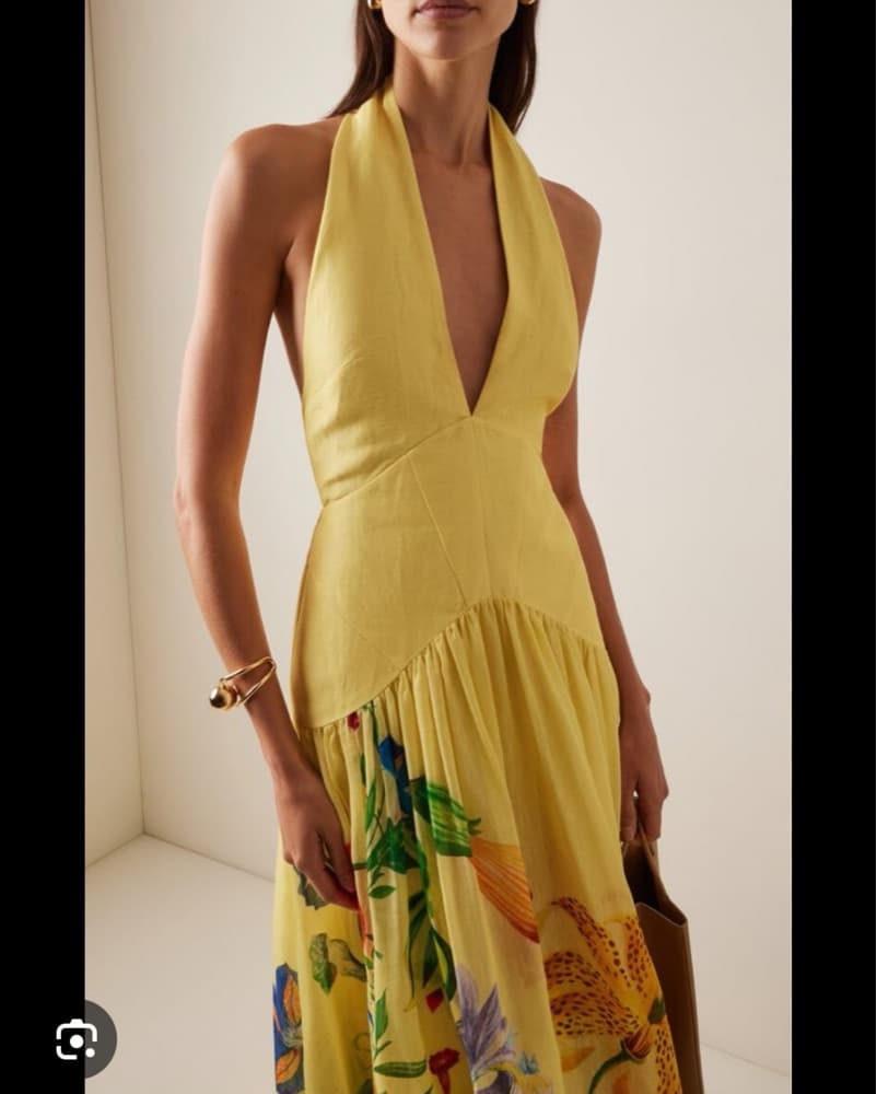 Alemais Dahlia Linen-Blend Halter Gown - Image 2