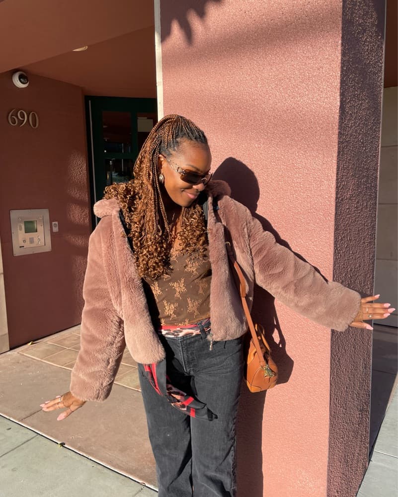 Chocolate Faux Fur Plush Coat - Image 3