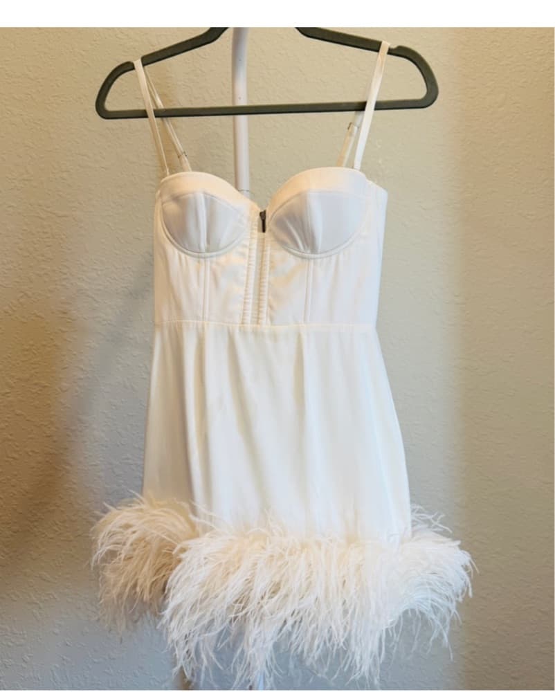 Fleur Du Mal White Feather Dress XS - Image 6