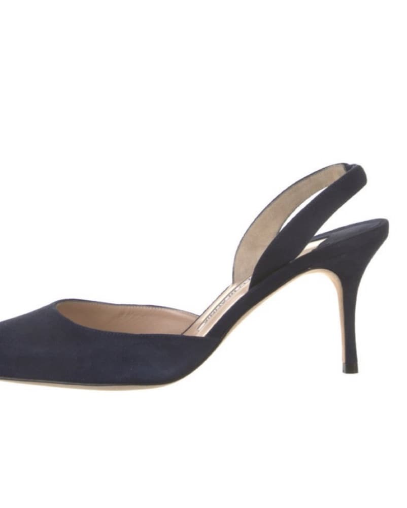 Manolo Blahnik Suede Slingback Pumps - Image 1