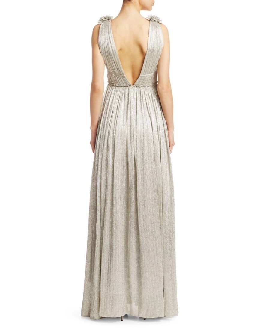 $795 Simkhai Plisse Lame Goddess Gown - Image 6