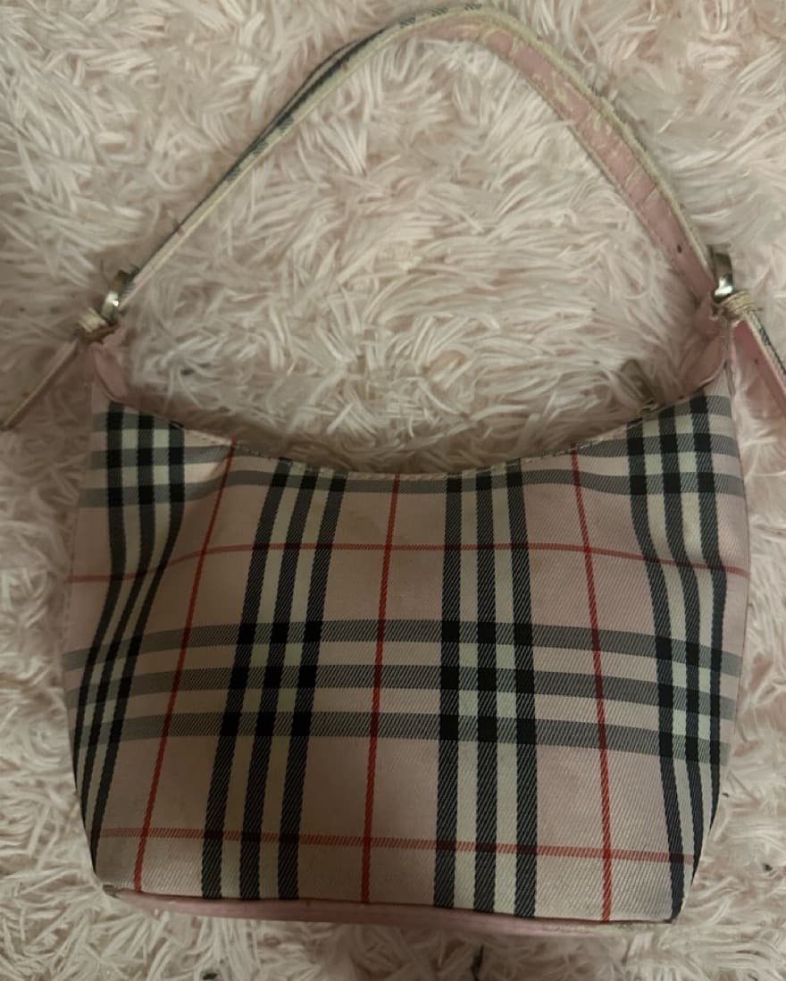 Vintage Burberry Pink Plaid Bag - Image 3