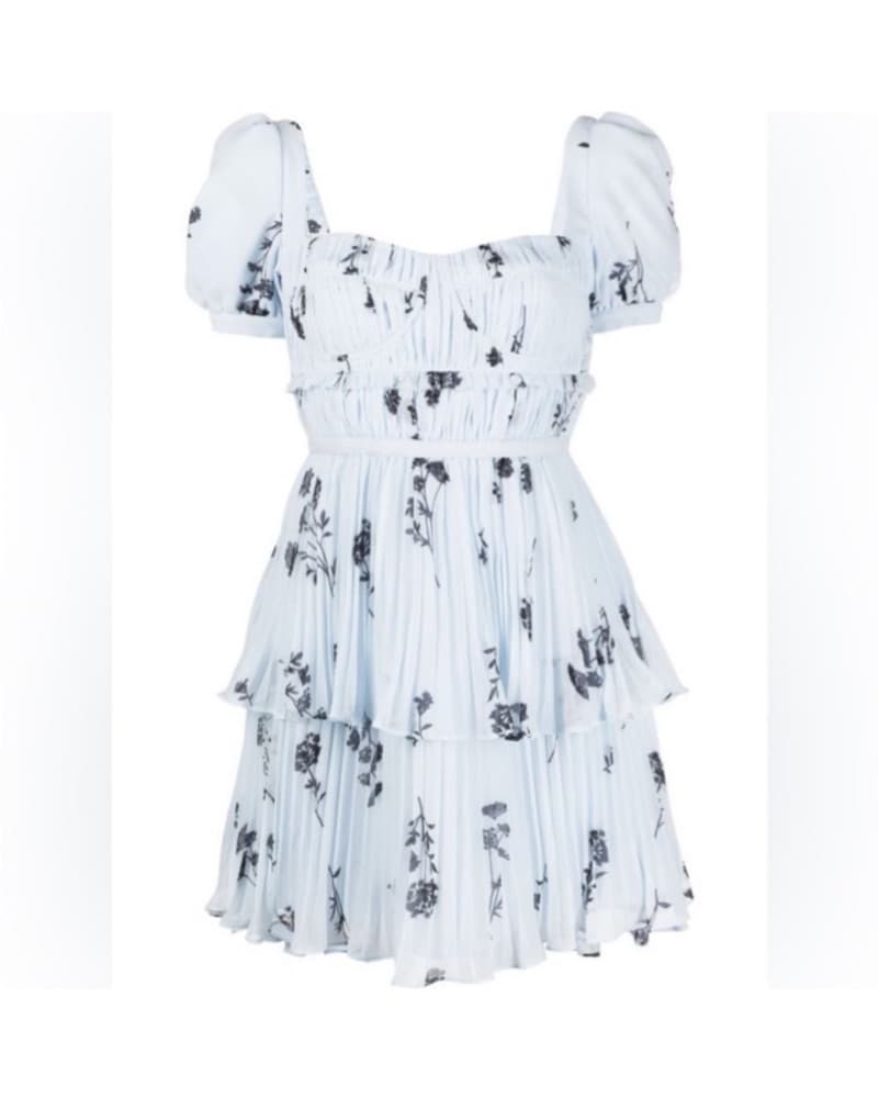 Self Portrait Blue Chiffon Tiered Dress - Image 2