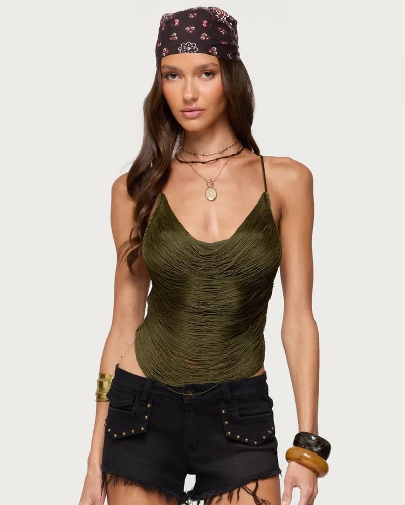 Edikted Elenie Fringed Cowl Neck - Image 1