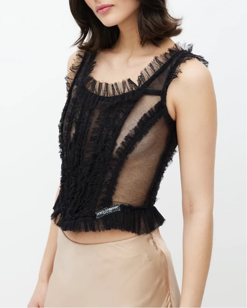 Dolce and Gabbana Ruffled Mesg Corset - Image 3
