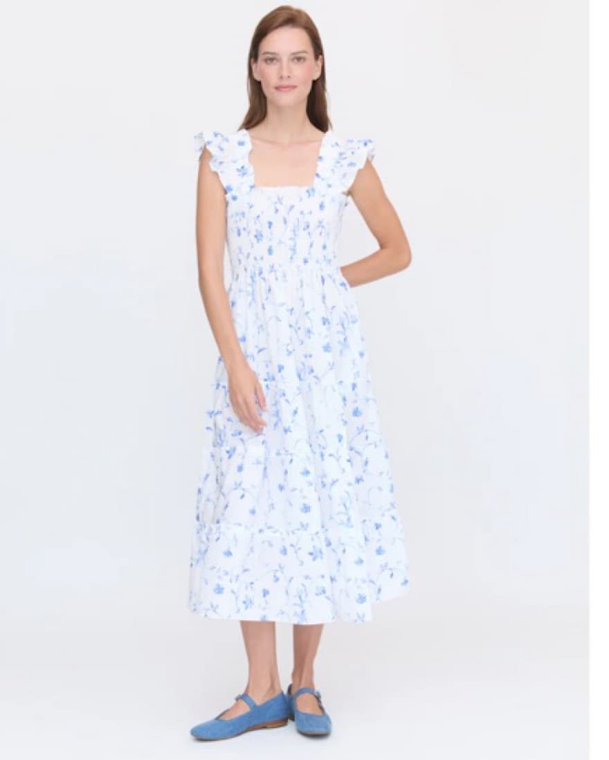 The Ellie Nap Dress In Blue Botanical - Image 1