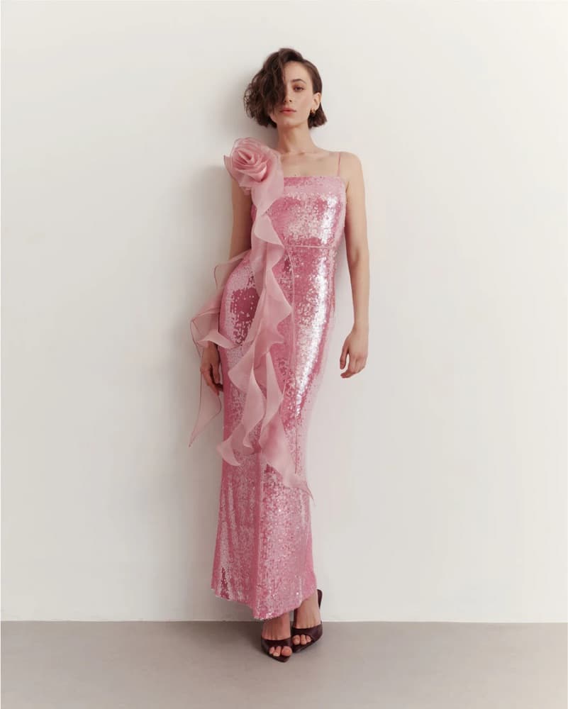 Blush Pink Sequin Gown Malva Florea - Image 1