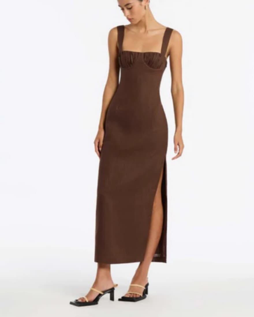Sir The Label Brown Linen Midi  - Image 2