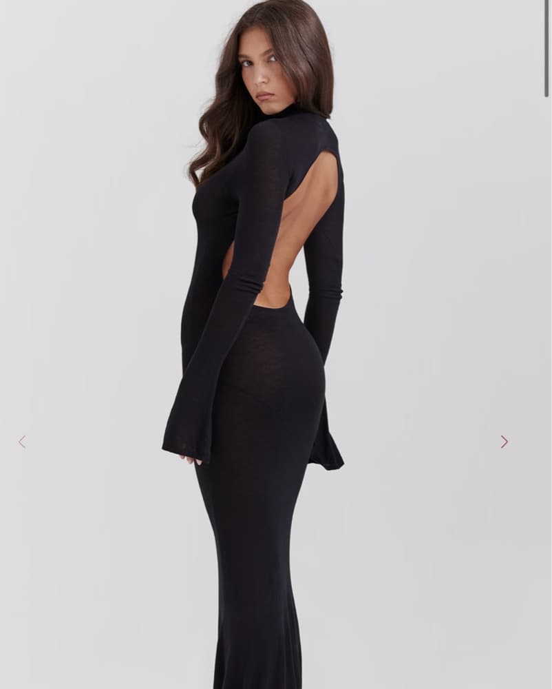 House Of CB Black Knit Maxi Dress-Sancha - Image 1