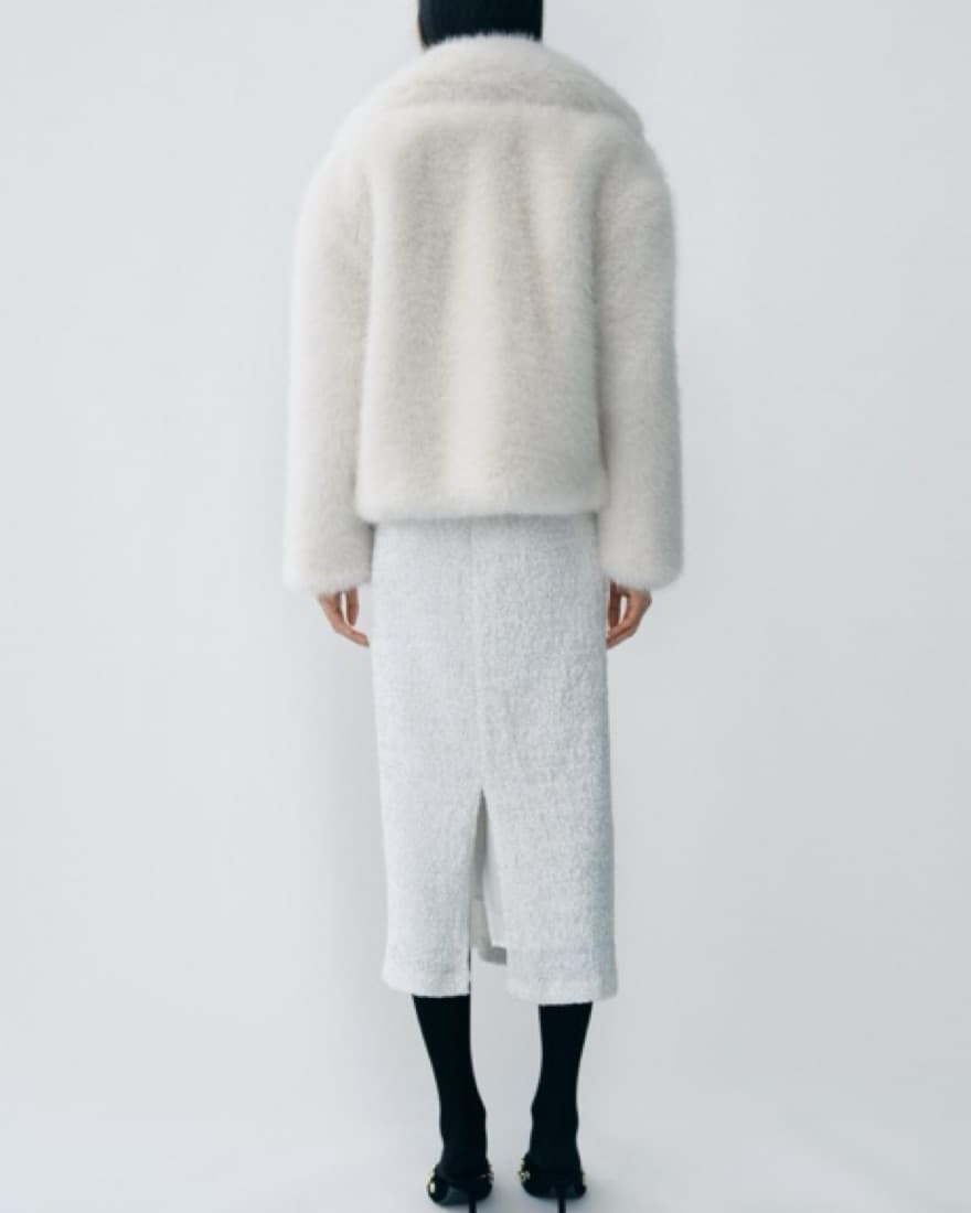 Fluffy White Faux Fur Coat - Image 3