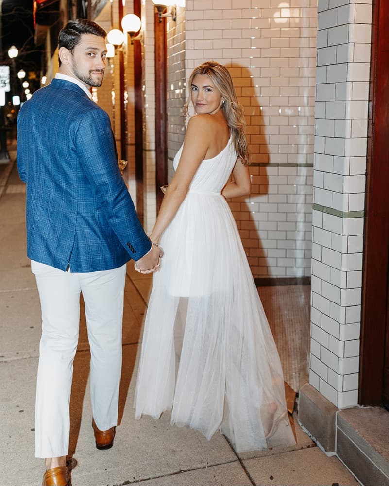  One-Shoulder Tulle Bridal Mini - Image 2