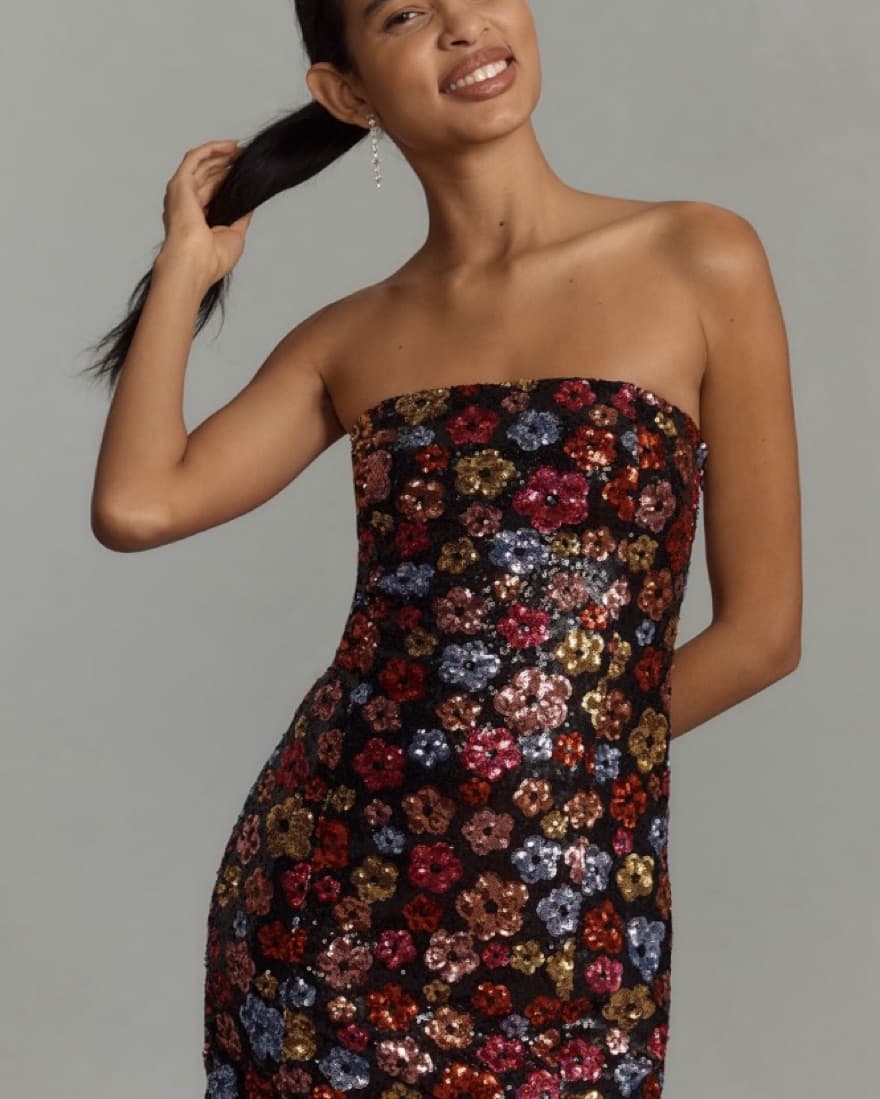  ENDLESS ROSE STRAPLESS SEQUIN MINI DRES - Image 1