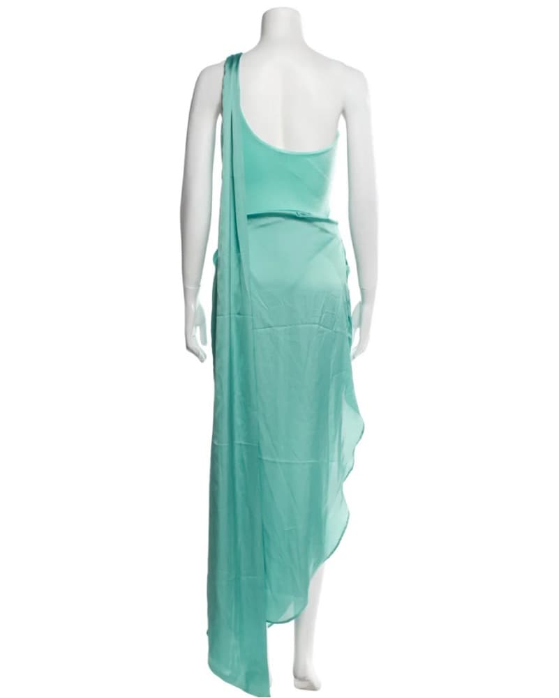 Stunning Mint Green Satin Gown  - Image 5