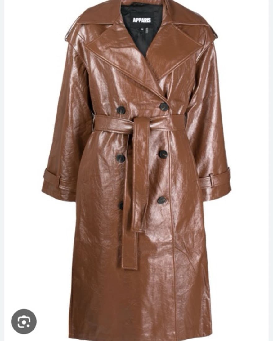 Brown Leather Trench Coat - Image 3