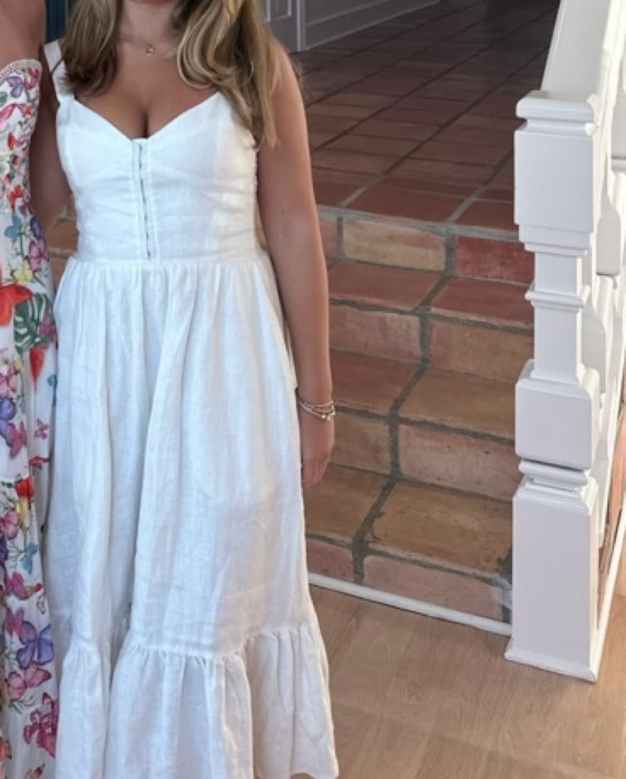 Reformation Dolci Linen White Dress - Image 4